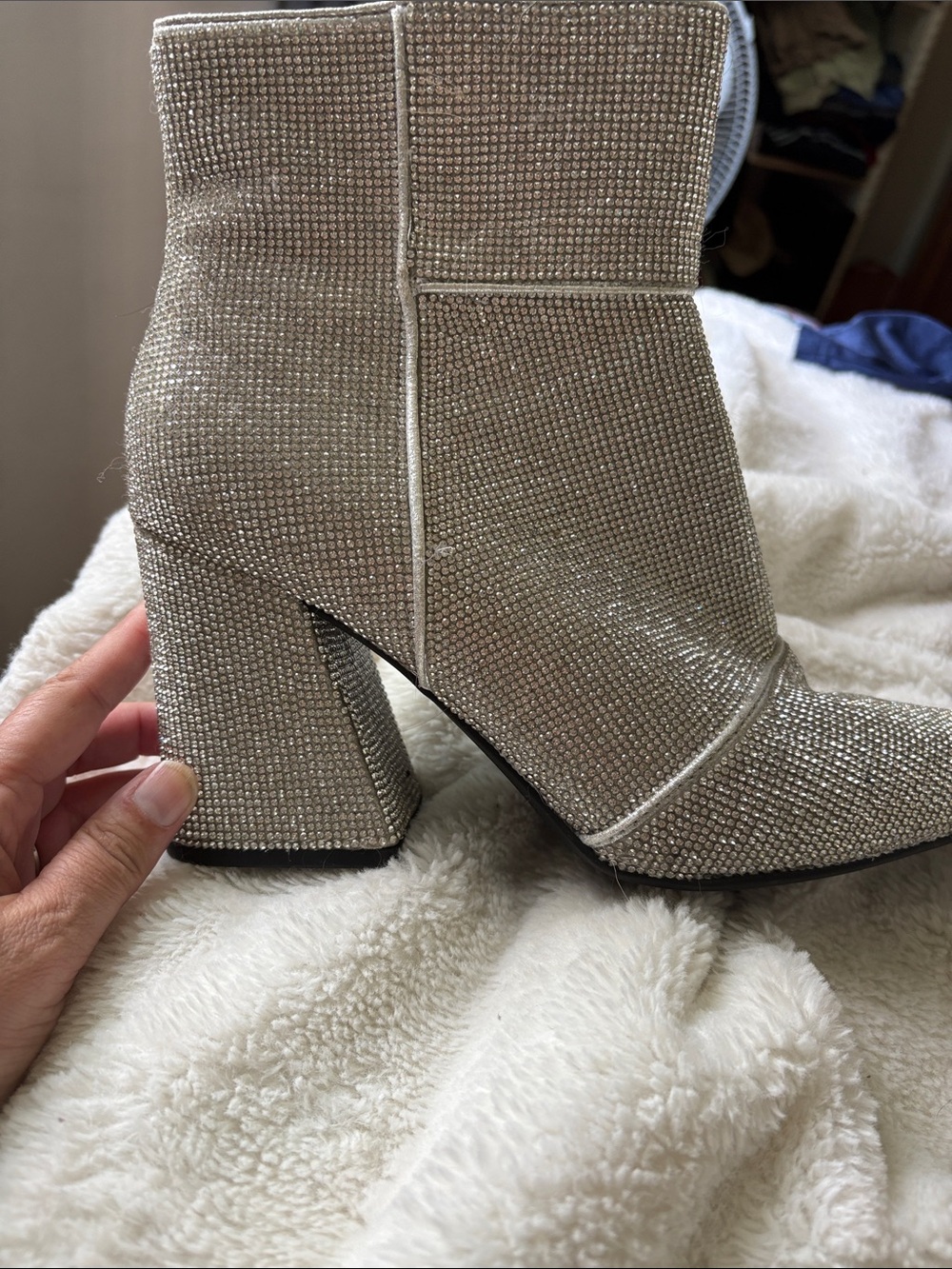 Target Silver Crystal Embellished Block Heel Ankle Boots